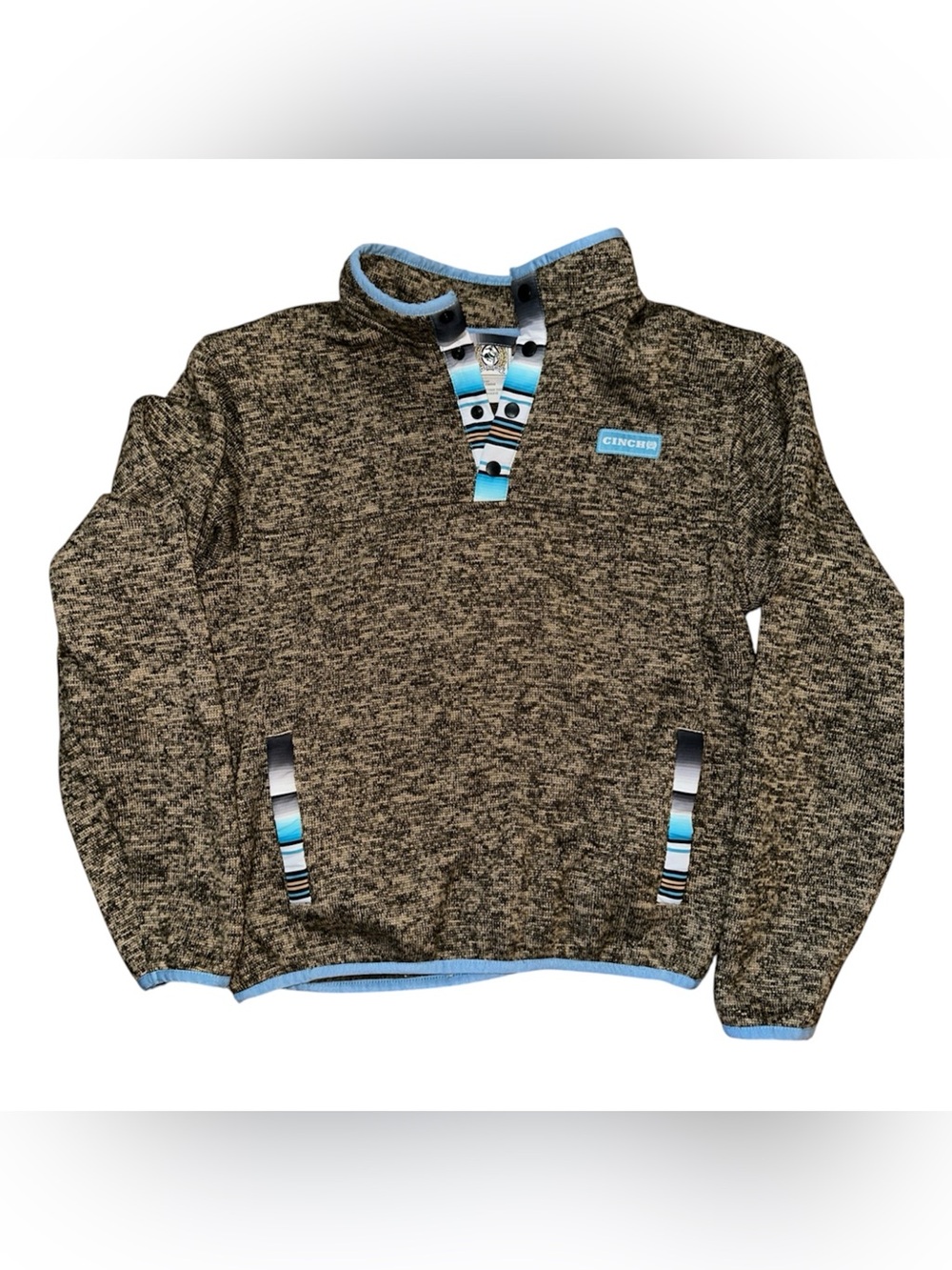 Cinch Heathered Gray Jacket with Turquoise & Black Accents boys size large 12